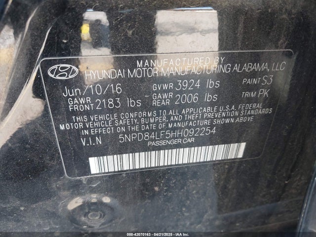 Hyundai ELANTRA SE 2017 5NPD84LF5HH092254 Image 9