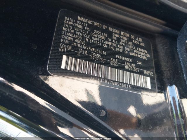 JN1BJ1BV7MW566618 Nissan Rogue Sport Sv Fwd Xtronic Cvt