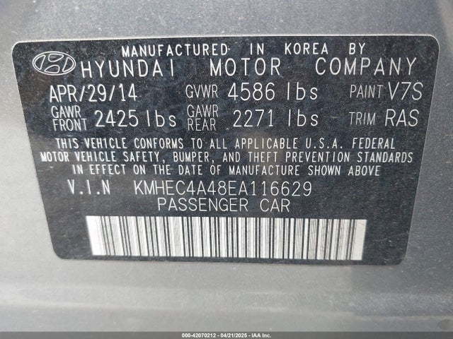 Hyundai SONATA HYBRID 2014 KMHEC4A48EA116629 Image 9