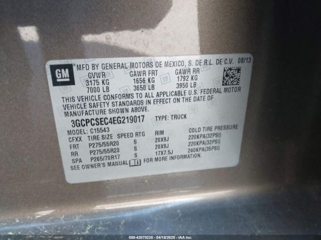 3GCPCSEC4EG219017 Chevrolet Silverado 1500 1lz