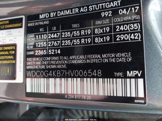 WDC0G4KB7HV006548 Mercedes-Benz Glc 300 4matic