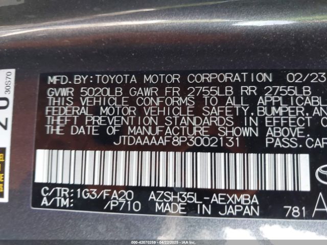 JTDAAAAF8P3002131 Toyota Crown Xle