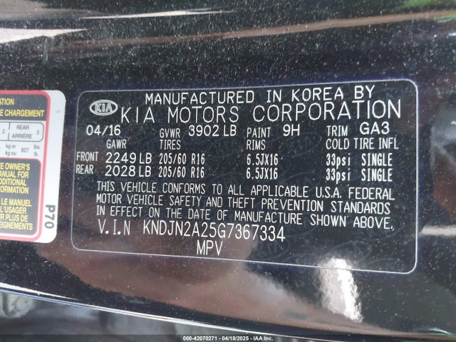KIA Soul 2016 KNDJN2A25G7367334 Image 9