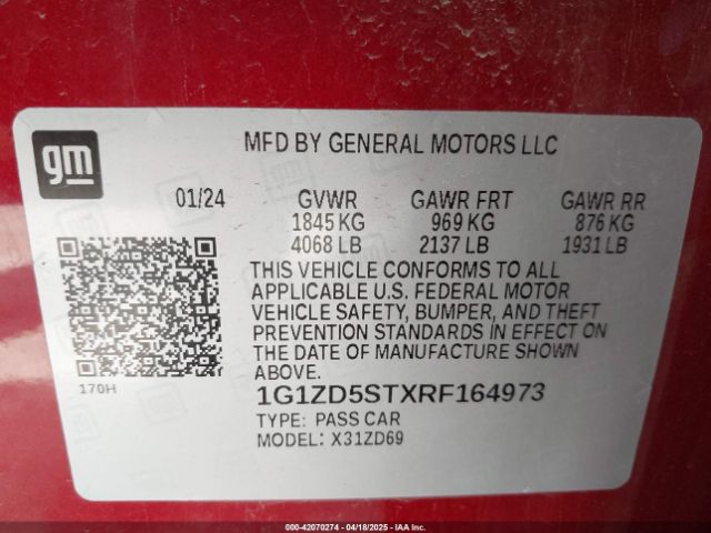 1G1ZD5STXRF164973 Chevrolet Malibu Fwd 1lt