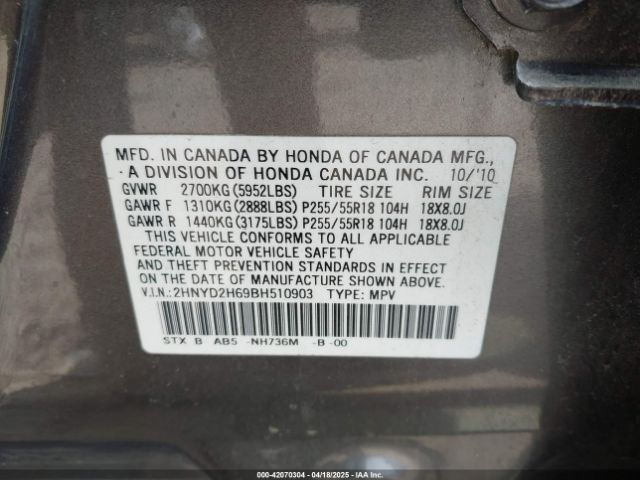 2011 ACURA MDX 2HNYD2H69BH510903 Photo 8