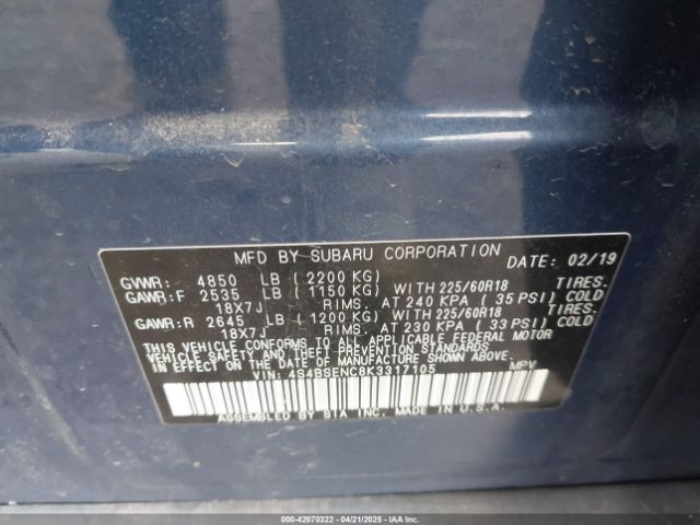 4S4BSENC8K3317105 Subaru Outback 3.6r Limited
