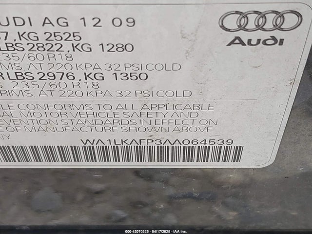 2010 AUDI Q5 WA1LKAFP3AA064539 Photo 8