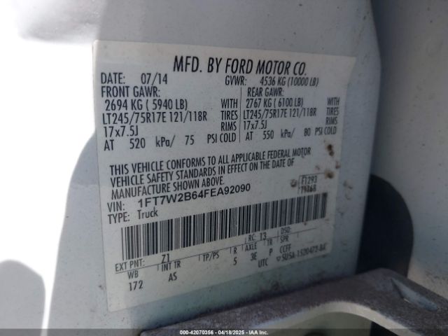 1FT7W2B64FEA92090 Ford F-250 Xl