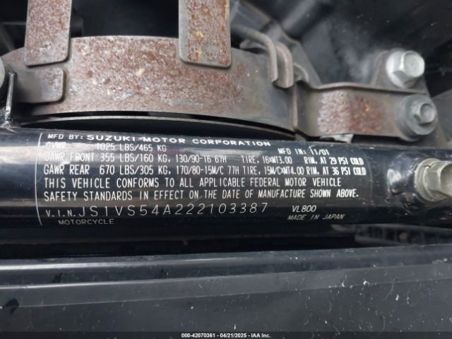 2002 SUZUKI VL800 JS1VS54A222103387 Photo 9