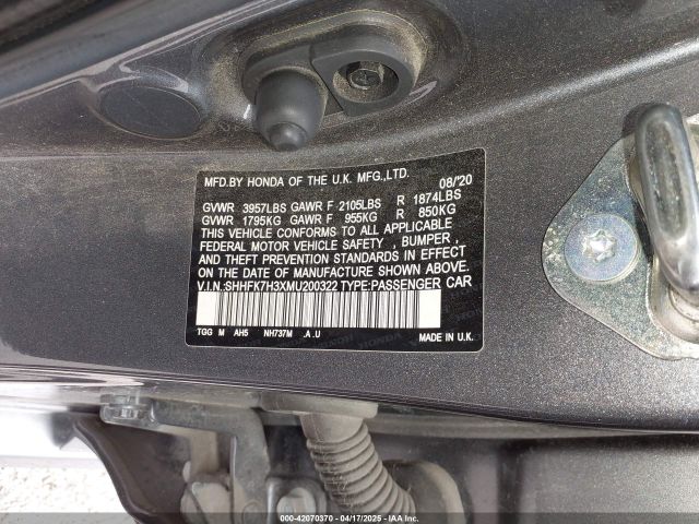 SHHFK7H3XMU200322 Honda Civic Lx