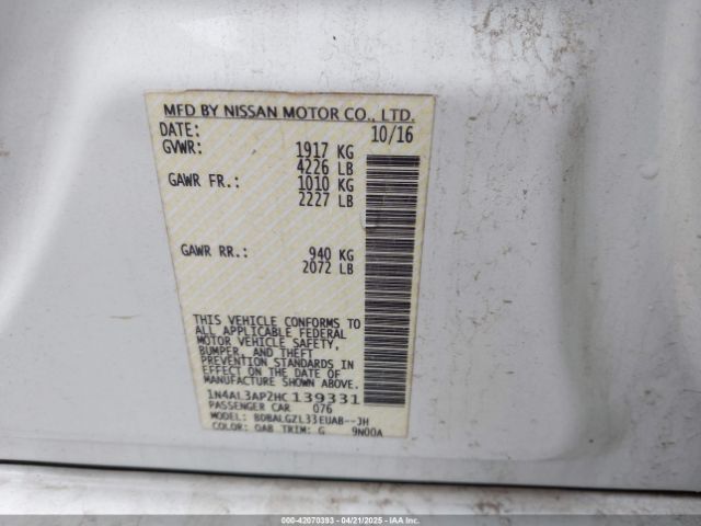 2017 NISSAN ALTIMA 1N4AL3AP2HC139331 Photo 8