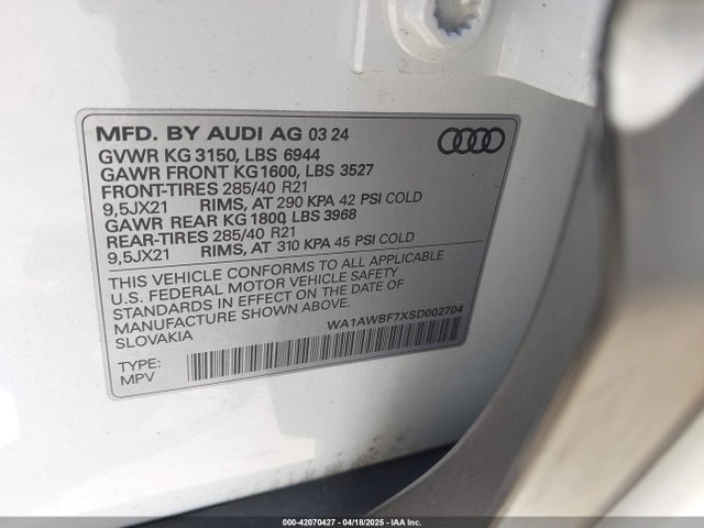 2025 AUDI SQ7 WA1AWBF7XSD002704 Photo 8