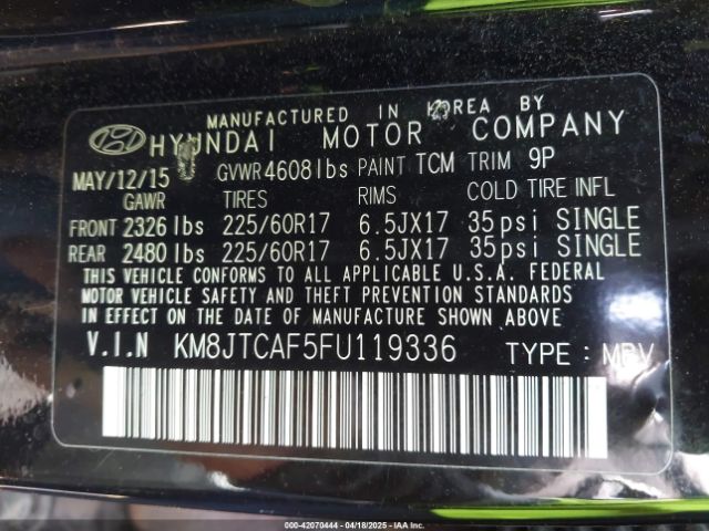 KM8JTCAF5FU119336 Hyundai TUCSON GLS
