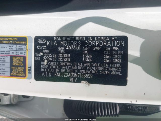 KNDJ23AU3M7136699 KIA SOUL LX