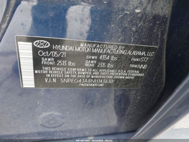 5NPEG4JA8NH143630 Hyundai gdi theta iii