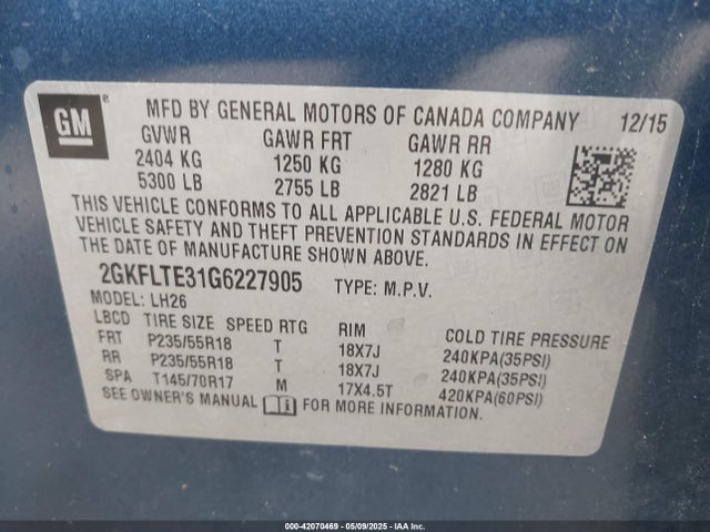 2GKFLTE31G6227905 GMC Terrain Sle-2