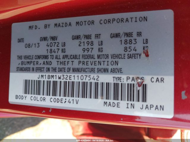 JM1BM1W32E1107542 Mazda Mazda3 S Grand Touring