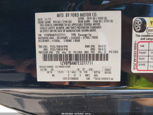 1ZVBP8AM7E5277711 Ford Mustang V6 Premium
