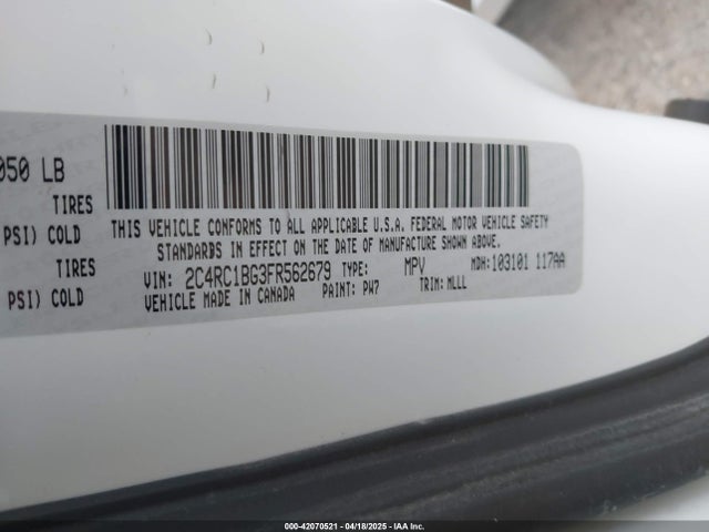 2C4RC1BG3FR562679 Chrysler Town & Country Touring