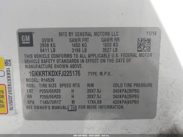 1GKKRTKDXFJ225176 GMC Acadia Denali