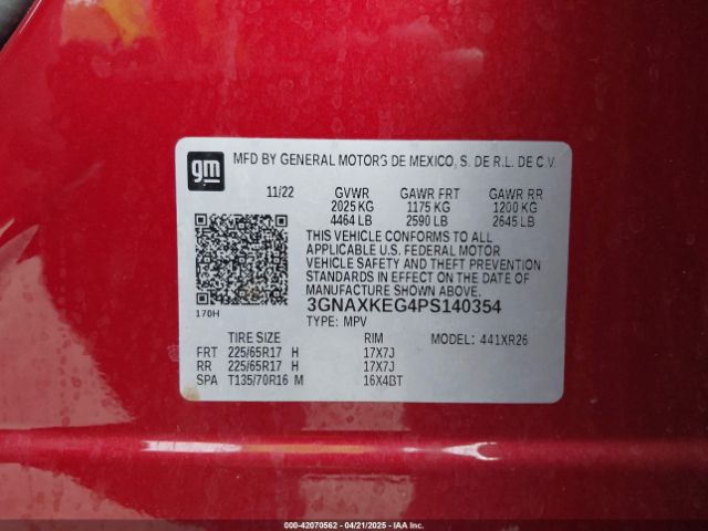 3GNAXKEG4PS140354 Chevrolet Equinox Fwd Lt