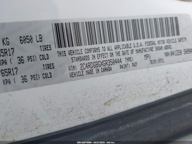 2C4RDGBGXGR350444 Dodge Grand Caravan Se