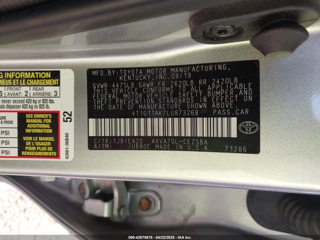 4T1G11AK7LU873268 Toyota CAMRY SE