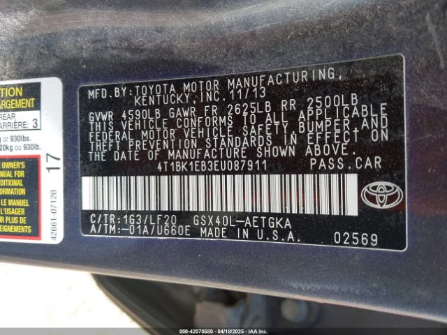 4T1BK1EB3EU087911 Toyota Avalon Xle Premium