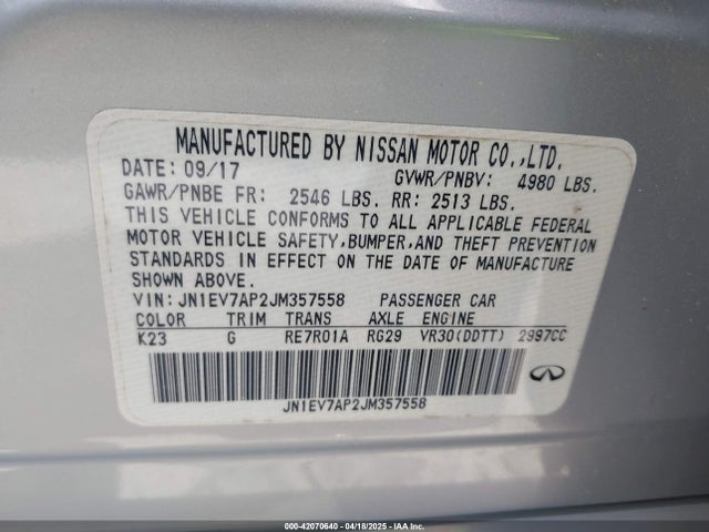JN1EV7AP2JM357558 Infiniti Q50