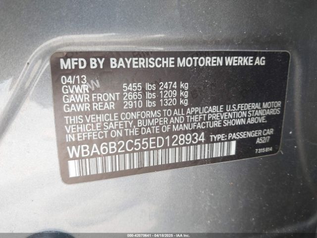 WBA6B2C55ED128934 BMW 650i Gran Coupe