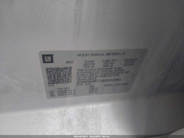 1GNSKHKC1KR163061 Chevrolet Suburban Lt
