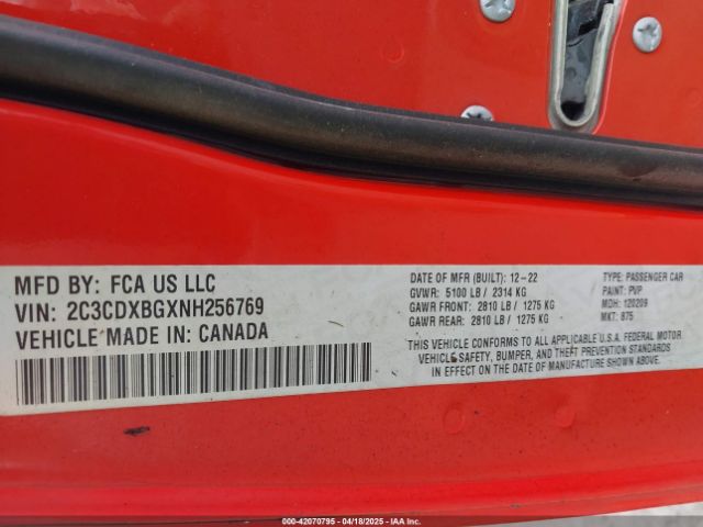 2022 DODGE CHARGER 2C3CDXBGXNH256769 Photo 8