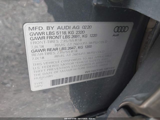 WA1AECF36L1083306 Audi Q3 Premium 45 Tfsi Quattro Tiptronic