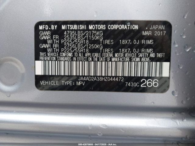 JA4AD2A38HZ044472 Mitsubishi Outlander Es