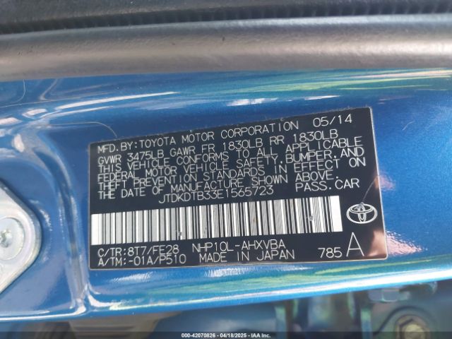 JTDKDTB33E1565723 Toyota Prius C One