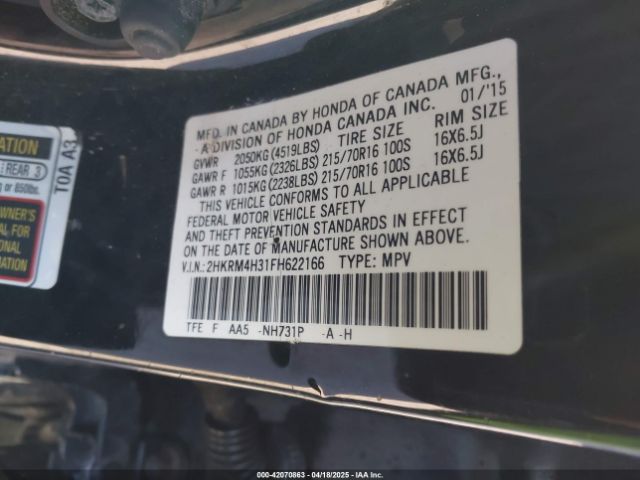 2HKRM4H31FH622166 Honda CR-V LX