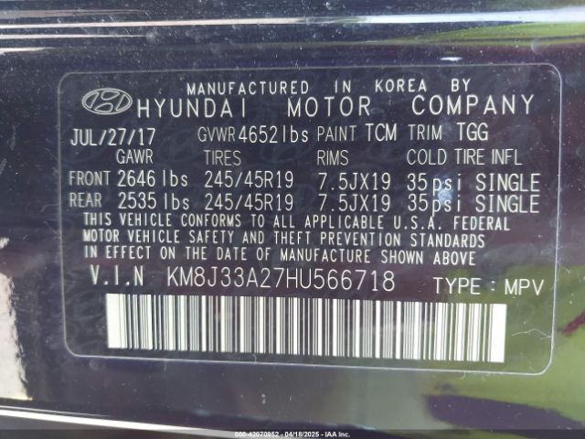 KM8J33A27HU566718 Hyundai Tucson Value