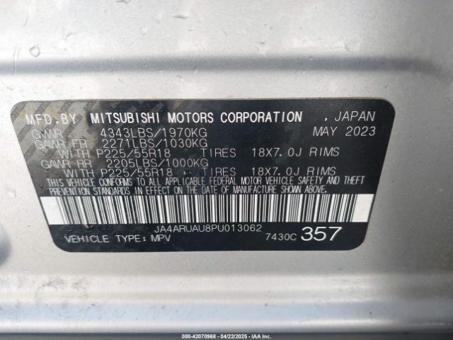 2023 MITSUBISHI OUTLANDER SPORT JA4ARUAU8PU013062 Photo 8