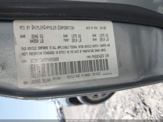 2007 CHRYSLER 300 2C3KA53G87H693888 Photo 8