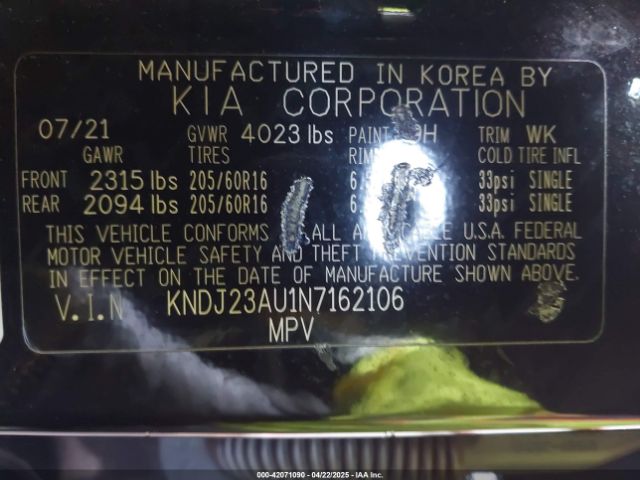 KNDJ23AU1N7162106 KIA SOUL LX