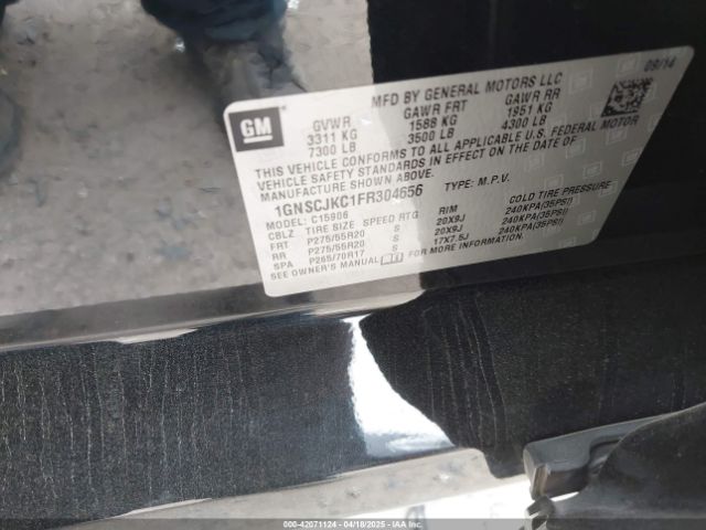 1GNSCJKC1FR304656 Chevrolet Suburban 1500 Lt