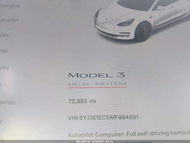 5YJ3E1EC5MF984891 Tesla Model 3 Performance Dual Motor All-wheel Drive