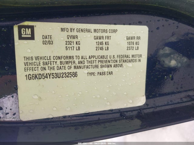 2003 CADILLAC DEVILLE 1G6KD54Y53U232586 Photo 8