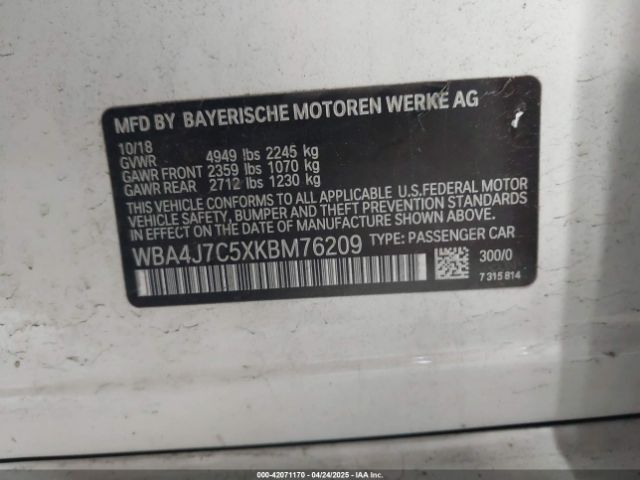WBA4J7C5XKBM76209 BMW 440i Gran Coupe Xdrive