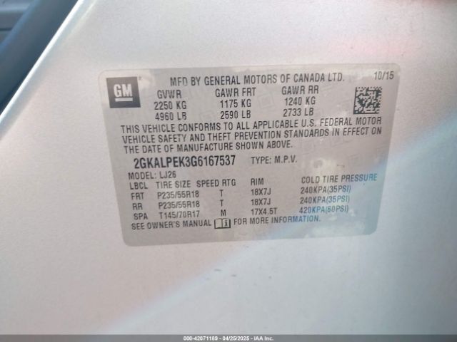 2GKALPEK3G6167537 GMC lea - e85 max, aluminum