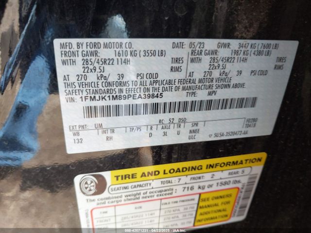1FMJK1M89PEA39845 Ford Expedition Platinum Max