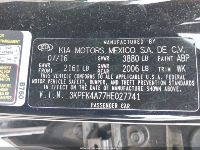 3KPFK4A77HE027741 KIA FORTE LX