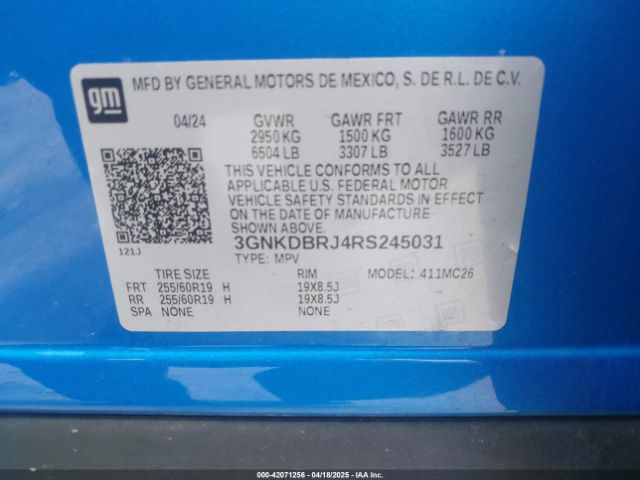 3GNKDBRJ4RS245031 Chevrolet Blazer Ev Eawd 2lt