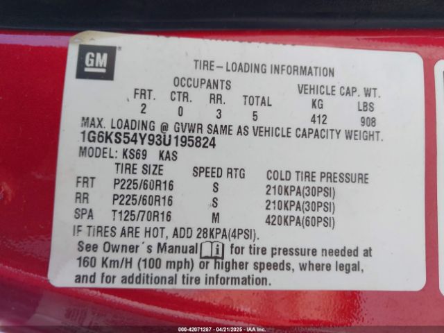 2003 CADILLAC SEVILLE 1G6KS54Y93U195824 Photo 8