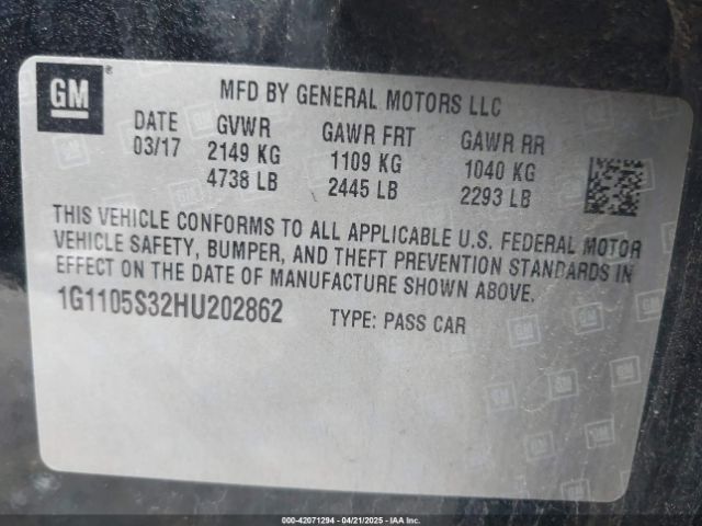 1G1105S32HU202862 Chevrolet IMPALA 1LT
